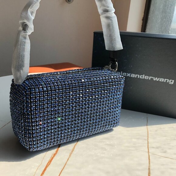 medium Heiress pouch bag blue crystal embellishments